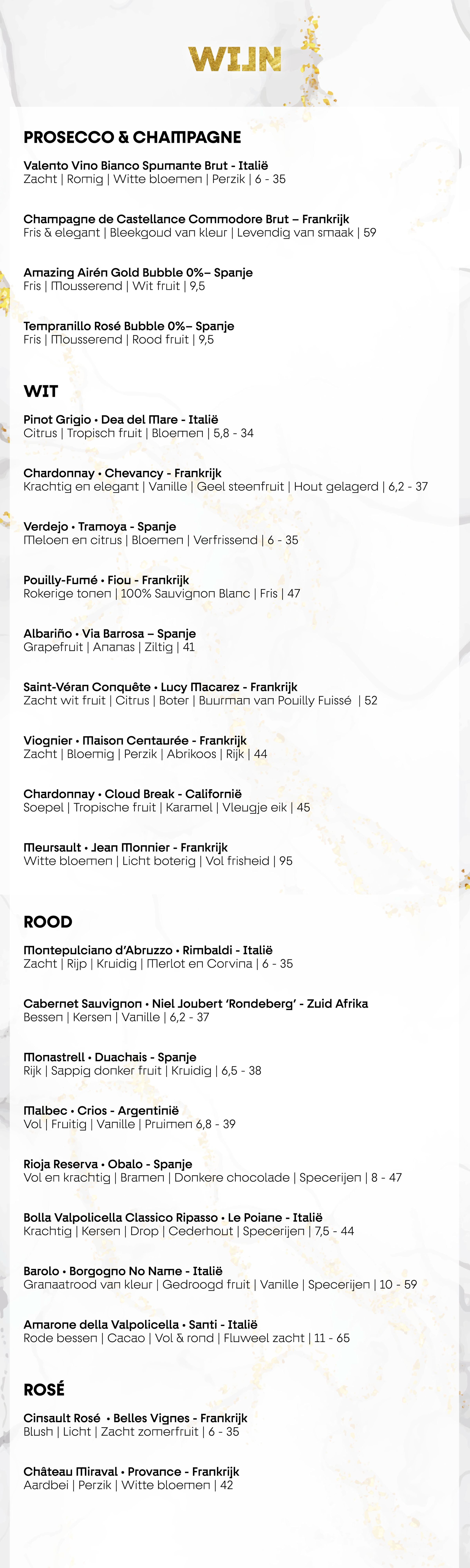 Wijntkaart - Laurentz Grand Cafe Restaurant Heemskerk